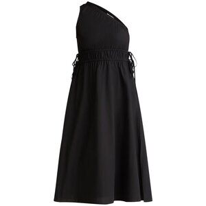 NWT, SZ M, 100% COTTON, One Shoulder Midi Sundress, Black
